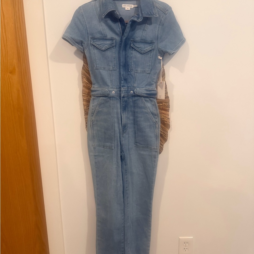 Good American Light Blue Denim Jumpsuit Size XS With Pockets - Very Stylish